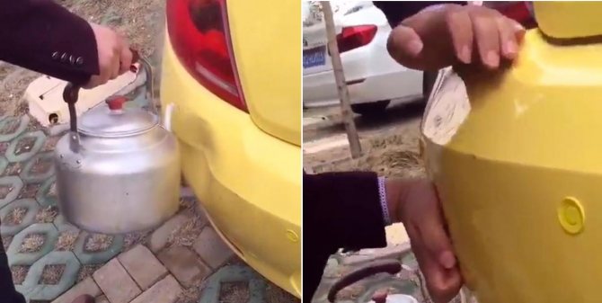 Как выправить вмятину на бампрере