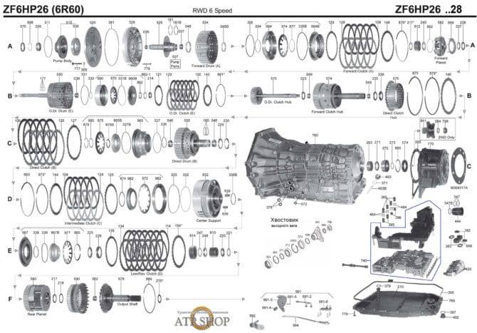 Конструкция АКПП 6hp26