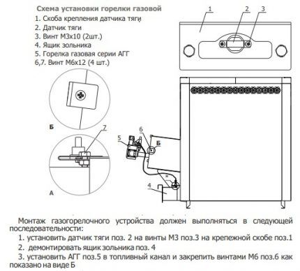 Схема установки газовой горелки в агрегат Схема установки газовой горелки в агрегат
