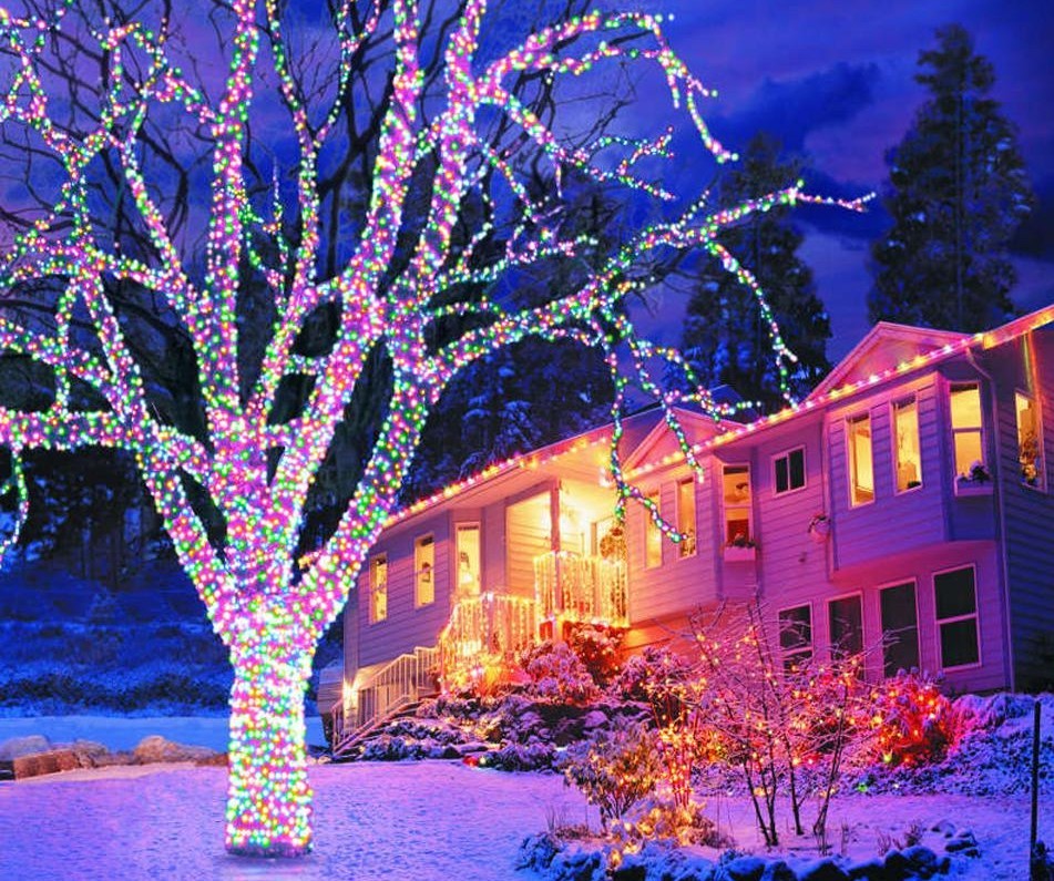 Вариант новогоднего оформления приусадебного участка