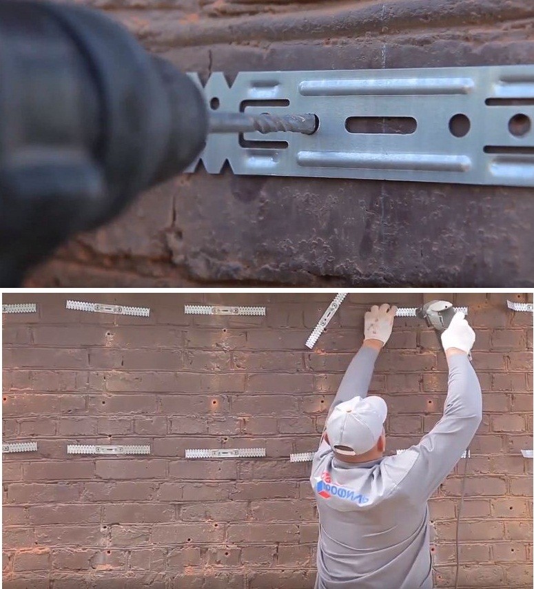 Крепление подвесов к стене