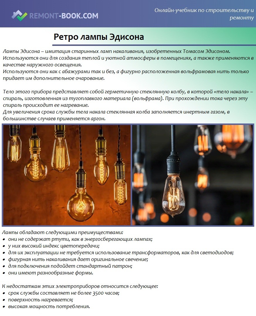 Ретро лампы Эдисона