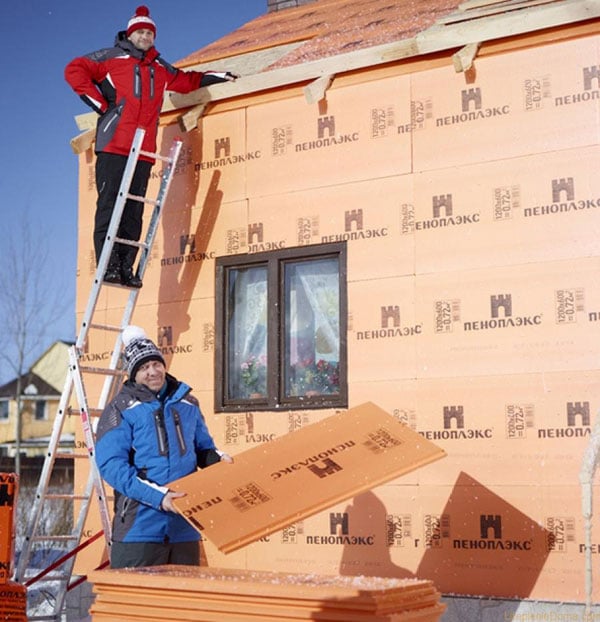Монтаж листов пеноплекса