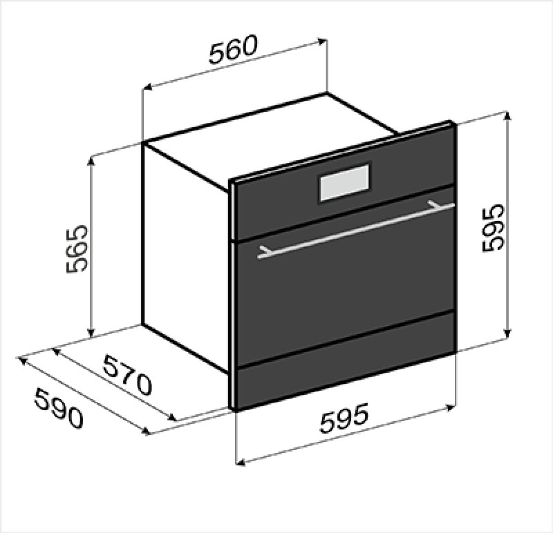 Типовые размеры встраиваемого духового шкафа