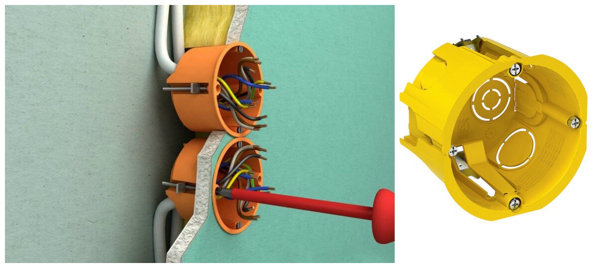 Крепление подрозетника в гипсокартоне