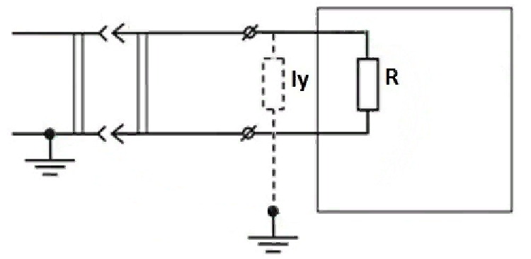 Схематичное изображение утечки тока