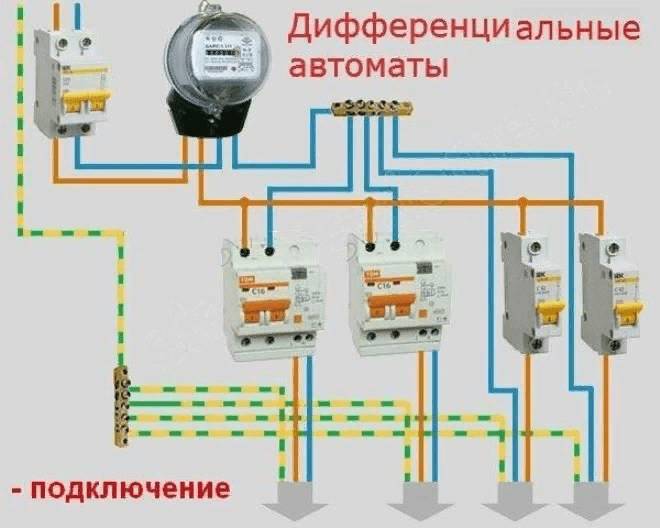 Схема подключения дифференциального автомата