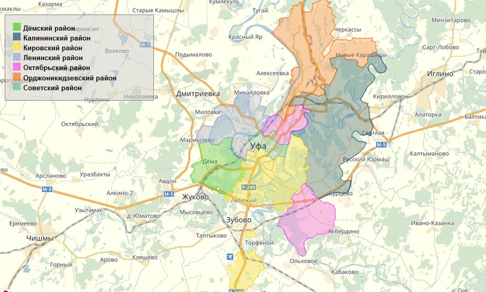 топ-7 лучших районов Уфы карта