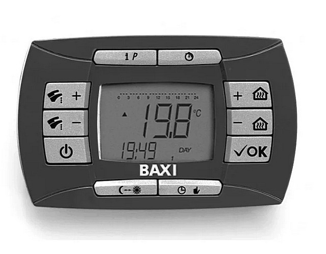Цифровой дисплей и кнопочная панель управления двухконтурного котла BAXI