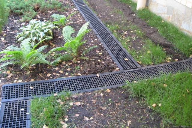 Линейный принцип сбора дождевой воды – с помощью установленных лотков (желобов) с решётками.