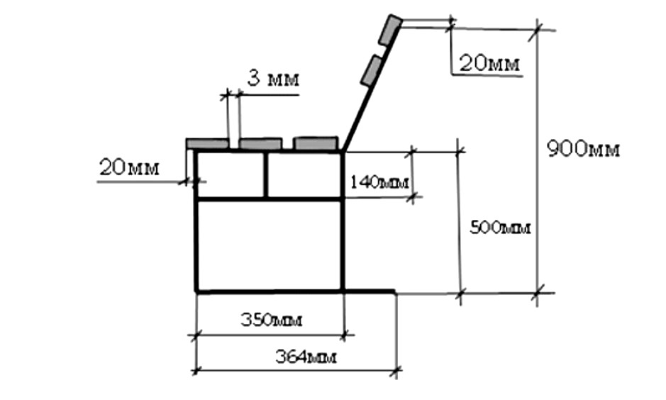 Чертеж металлической скамейки из профильной трубы